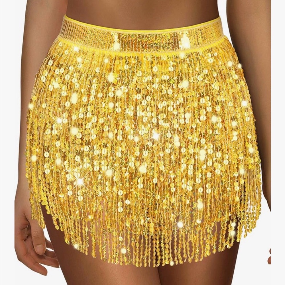 Gold Sequin Mini Skirt